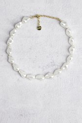 Le devant de Collier avec perles blanches à effet nacré de Liberty Island pour Femmes