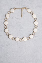 Collier doré avec des charms ronds blancs de Liberty Island pour Femmes