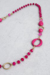 Collier doré long avec perles fuchsia de Liberty Island pour Femmes