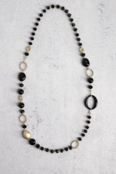 Collier doré long avec perles noires de Liberty Island pour Femmes