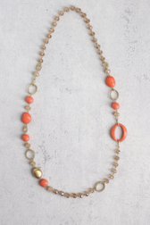 Collier doré long avec perles roses de Liberty Island pour Femmes