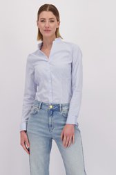 Vidéo de Blouse bleue à rayures à manches longues de More & More pour Femmes