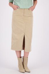 Voorkant van Donkerbeige corduroy midirok door LŌVING voor Dames