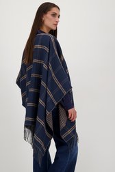 Donkerblauw/beige geruite cape van Opus voor Dames