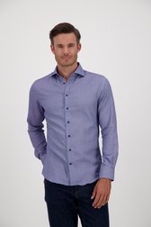 Donkerblauw, fijn gestipt hemd - Slim fit van Michaelis voor Heren