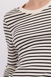 Detail van Donkerblauw gestreepte longsleeve door Marc O'Polo voor Dames