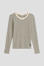 Productfoto 1 van Donkerblauw gestreepte longsleeve door Marc O'Polo voor Dames
