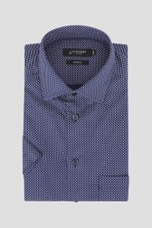 Donkerblauw hemd met fijne print - comfort fit van Dansaert Black voor Heren