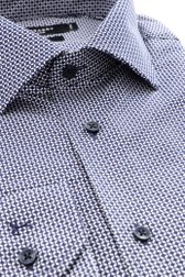 Detail van Donkerblauw hemd met fijne print - Comfort fit door Dansaert Black voor Heren