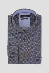 Donkerblauw hemd met fijne print - Comfort fit van Dansaert Blue voor Heren