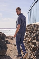 Donkerblauw hemd met structuur van Casual Five voor Heren
