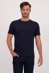 Voorkant van  Donkerblauw katoenen T-shirt met ronde hals  door Upper East voor Heren