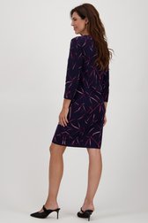 Donkerblauw kleedje met bordeaux motief van Claude Arielle voor Dames