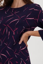 Donkerblauw kleedje met bordeaux motief van Claude Arielle voor Dames