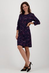 Donkerblauw kleedje met bordeaux motief van Claude Arielle voor Dames