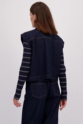 Achterkant van Donkerblauw mouwloos jeansvest  door LŌVING voor Dames