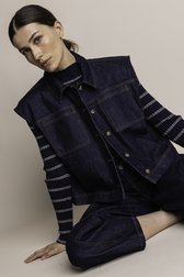 Extra foto 5 van Donkerblauw mouwloos jeansvest  door LŌVING voor Dames