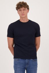Donkerblauw T-shirt met geribbelde textuur van Casual Five voor Heren