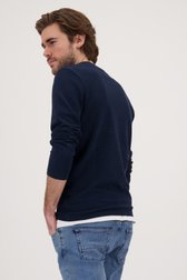 Donkerblauw T-shirt met geribbelde textuur van Ravøtt voor Heren