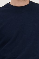 Donkerblauw T-shirt met geribbelde textuur van Ravøtt voor Heren