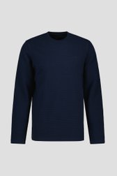 Donkerblauw T-shirt met geribbelde textuur van Ravøtt voor Heren