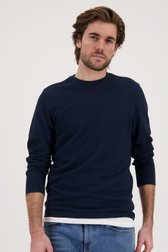Donkerblauw T-shirt met geribbelde textuur van Ravøtt voor Heren