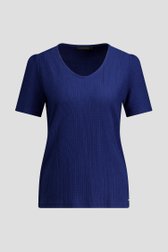 Productfoto 1 van Donkerblauw T-shirt met gewafelde structuur door Claude Arielle voor Dames