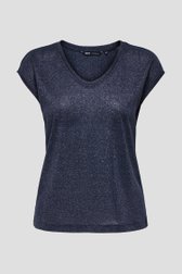 Productfoto 1 van Donkerblauw T-shirt met glitter door ONLY Carmakoma voor Dames