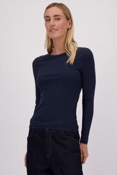 Voorkant van Donkerblauw T-shirt met lange mouwen door Liberty Island voor Dames
