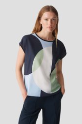 Donkerblauw T-shirt met print van Opus voor Dames