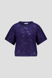 Donkerblauwe blouse in transparante kant van Louise voor Dames