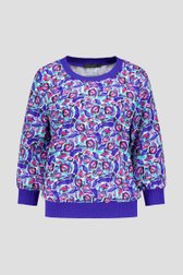 Donkerblauwe blouse met veelkleurige print van Claude Arielle voor Dames