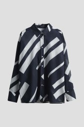 Donkerblauwe blouse met wit gestreept motief van Opus voor Dames