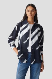 Donkerblauwe blouse met wit gestreept motief van Opus voor Dames