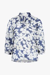 Donkerblauwe blouse met witte bloemen van D'Auvry voor Dames