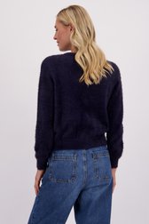 Achterkant van Donkerblauwe cardigan in faux-furstof door Liberty Island voor Dames