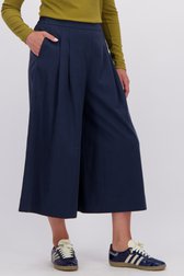 Detail van Donkerblauwe culotte met elastische tailleband door Libelle voor Dames