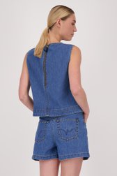 Donkerblauwe denimblouse zonder mouwen van Liberty Island Denim voor Dames