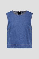 Donkerblauwe denimblouse zonder mouwen van Liberty Island Denim voor Dames