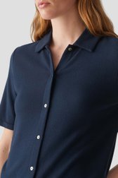 Donkerblauwe fijn gebreide polo van Opus voor Dames