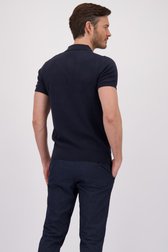 Achterkant van Donkerblauwe gebreide polo met korte mouwen door Michaelis voor Heren