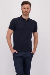 Voorkant van Donkerblauwe gebreide polo met korte mouwen door Michaelis voor Heren