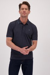 Voorkant van Donkerblauwe gemêleerde polo met korte mouwen door Dansaert Blue voor Heren