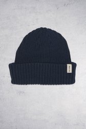 Voorkant van Donkerblauwe geribde muts door Only & Sons voor Heren