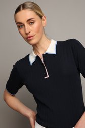 Voorkant van Donkerblauwe golfpolo met contrasterende biezen door Dansaert Golf Club voor Dames