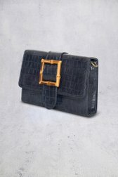 Productfoto 1 van Donkerblauwe handtas met krokodillenstructuur door Bulaggi voor Dames