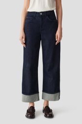 Voorkant van Donkerblauwe jeans met omslag - 7/8 lengte  door Opus voor Dames