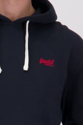 Detail van Donkerblauwe katoenen hoodie door Superdry voor Heren
