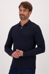 Donkerblauwe polo met geribbelde textuur van Dansaert Blue voor Heren