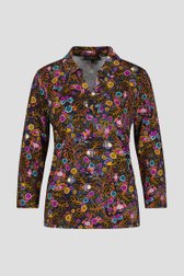 Donkerblauwe polo met kleurrijke print van Claude Arielle voor Dames